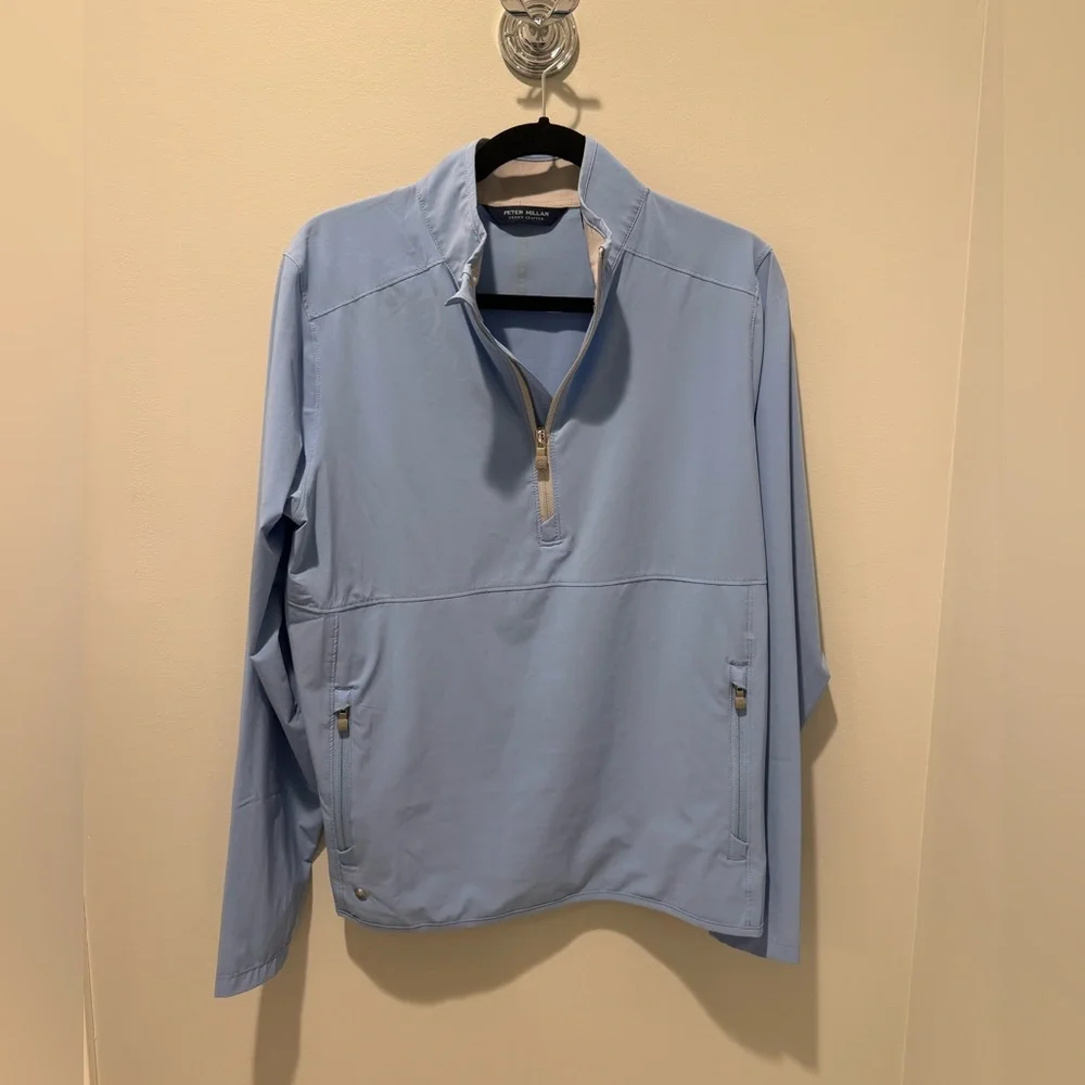 Peter Millar Tahoe Blue Flex Adapt Half Zip Golf Crown Crafted Pullover